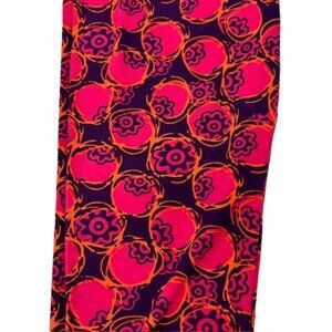 LuLaRoe OS One Size Leggings Geometric Floral Pink Purple Orange Bold Trendy